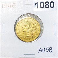 1845 Gold Liberty Half Eagle CHOICE AU