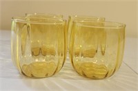 4 Vintage Amber Rocks Glasses