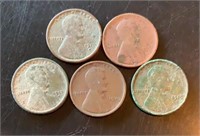 (5) Early US Lincoln Cents