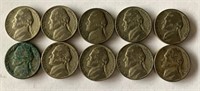 (10) WWII Silver Nickels