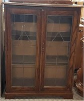 Antique Leaded Glass Door Wooden Cabinet