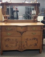 Large Wood Dresser w/ Mirror 2-Pieces