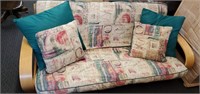 Wood Futon w/ Cushion & (4) Matching Pillows