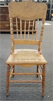 Antique Wood Chair w/ Cane Seat