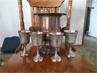 Silver Plated Ice Bucket and Goblets