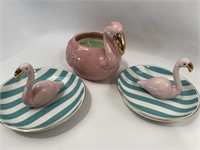 Pink Flamingo Candle, dishes