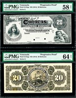 Venezuela Banco Caracas 20 Bolivares PMG 64; Choice 1914 Front and Back Proofs