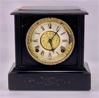 Gilbert mantle clock, faux black marble,