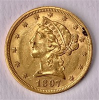 Gold $5 half Eagle 1897 Liberty Head