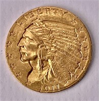 Gold $2 1/2 quarter Eagle 1911 Indian Head