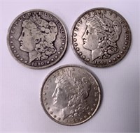 3 - 1890 silver dollars