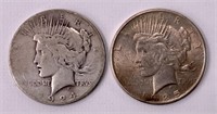 2 silver dollars 1924 & 1925