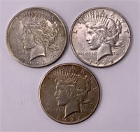 3 silver dollars 1926, 1927, 1928S