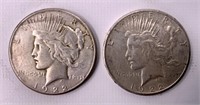 Two 1922 S mark silver dollars
