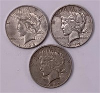 Three 1922 silver dollars, D mint mark