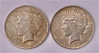 2 silver dollars 1922 - Peace