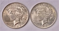 Two 1923 Peace silver dollars