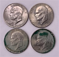 4 Eisenhower dollars - clad - 1972, three