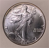 Silver $1  American Eagle, 1991  uncirculated