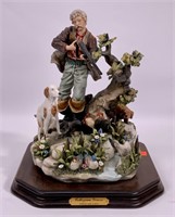Capodimonte sculpture, hunter with dogs,