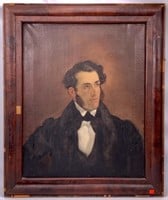 Oil portrait on canvas in period Empire frame