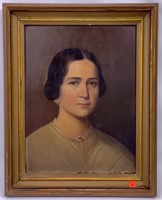 Oil portrait on wooden panel, female, 13.5" x 18"
