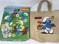 Vintage Smurf Puzzle and Book Bag