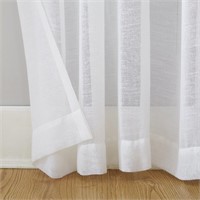 Slub Textured Linen Blend Curtain-White,59"X84"