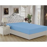 Comfort&Soft Solid Colour Fitted Sheet-Queen-L.Blu