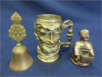 3pc Brass Metal Figure Bell Lot