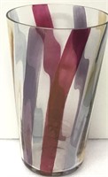 9" Striped Multi Color Glass Vase