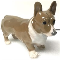Royal Copenhagen Porcelain Corgi Dog 7" Long