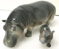 Goebel West Germany Porcelain Momma & Baby Hippo's