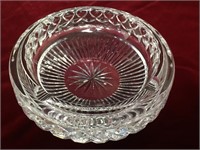 Vtg Heavy Lead Cut Crystal Glass Ashtray 7"