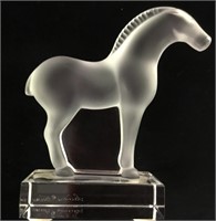 Lalique Tang Horse Frosted Crystal Paperweight