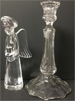 Pressed Glass Candlestick & Angel