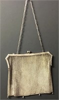 Antique Sterling Silver Band & Metal  Mesh Purse