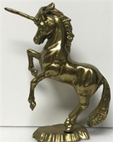 Vintage Solid Brass Unicorn 9" Tall