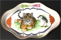 Vintage Lynn Chase Porcelain Tiger Raj DIsh 4"