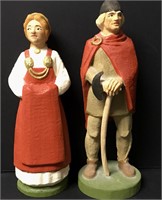 Lot Of 2 Henning Hand Carved Viking Couple 7"
