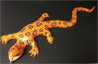 Santa Fe Folk Art Orange & Pink Lizard Signed