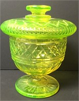 Antique Uranium Vaseline Glass Acorn Candy Dish