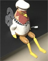 Folk Art Hand Carved & Painted Chef Rooster 14"