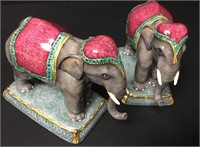Rare Pair of Halcyon Days Porcelain Elephants