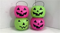 4 Plastic Halloween Pumpkin Buckets Lot