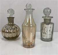 3 Pretty Vanity Glass Jars