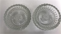 2 Large Clear Glass Ashtrays