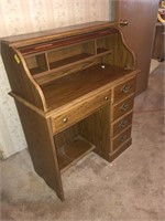 Modern small oak roll top desk