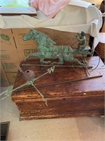 Antique Copper Horse and Sulky Jockey Weathervane