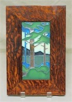 Motawi Tile Pine Landscape in Oak Frame.